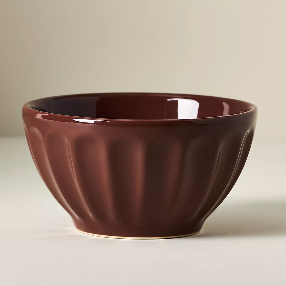 Anthropologie The Latte Stoneware Cereal Bowls, Set of 4 in Cocoa